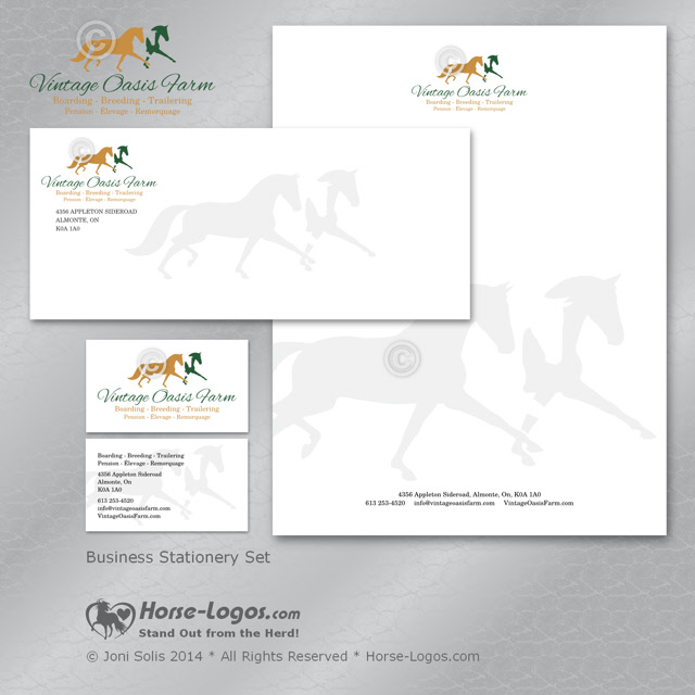 a custom designed identity package of a business card, letterhead, and business envelope designs. 