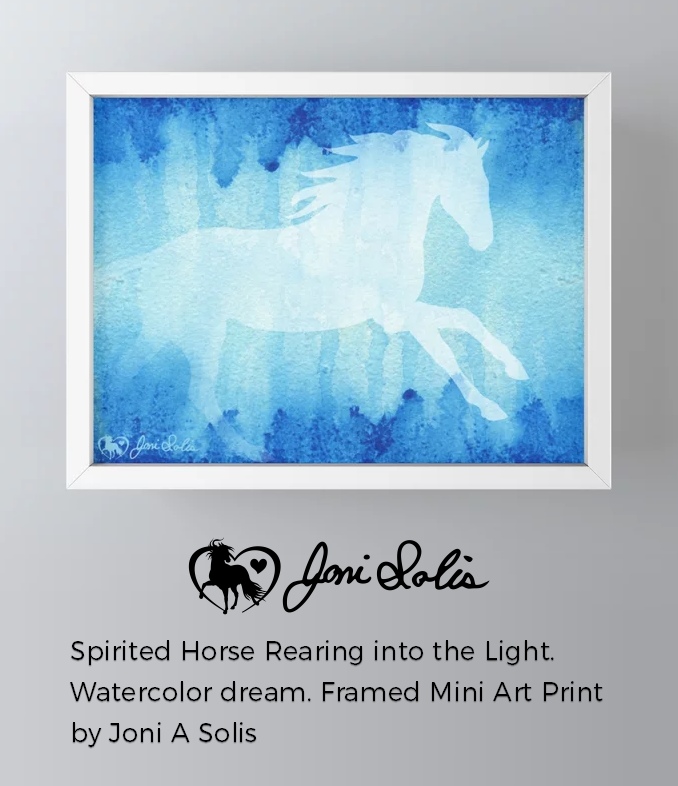 Horse Running Blue Watercolor Framed Mini Art Print Framed Mini Art Prints from $25.00 — https://society6.com/product/horse-running-blue-watercolor_framed-mini-art-print?sku=s6-10987948p114a265v873a266v877